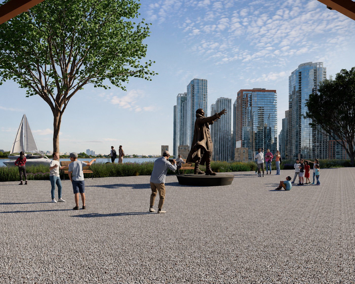 DuSable proposal — Looking south — plaza view