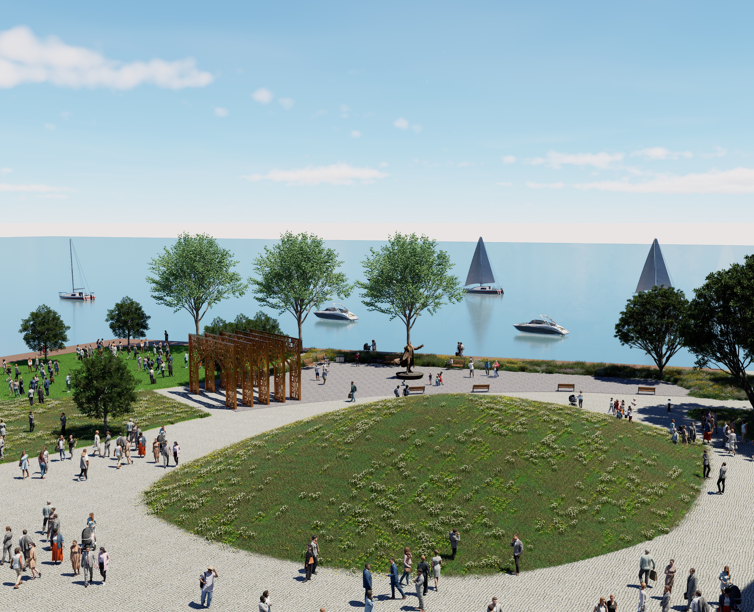 DuSable proposal — Looking southeast from the flyover connection bridge