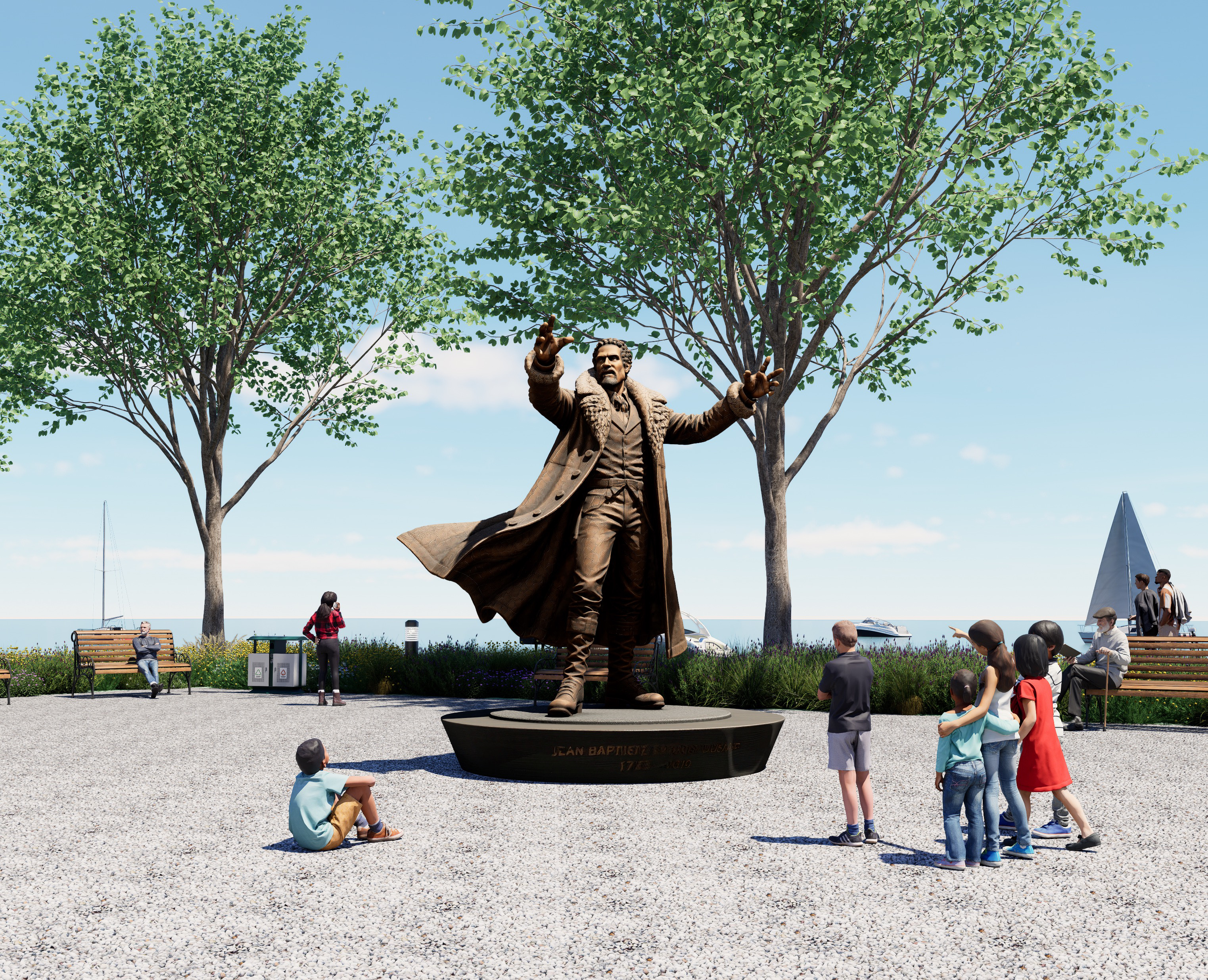 DuSable proposal — Monument close-up in the park