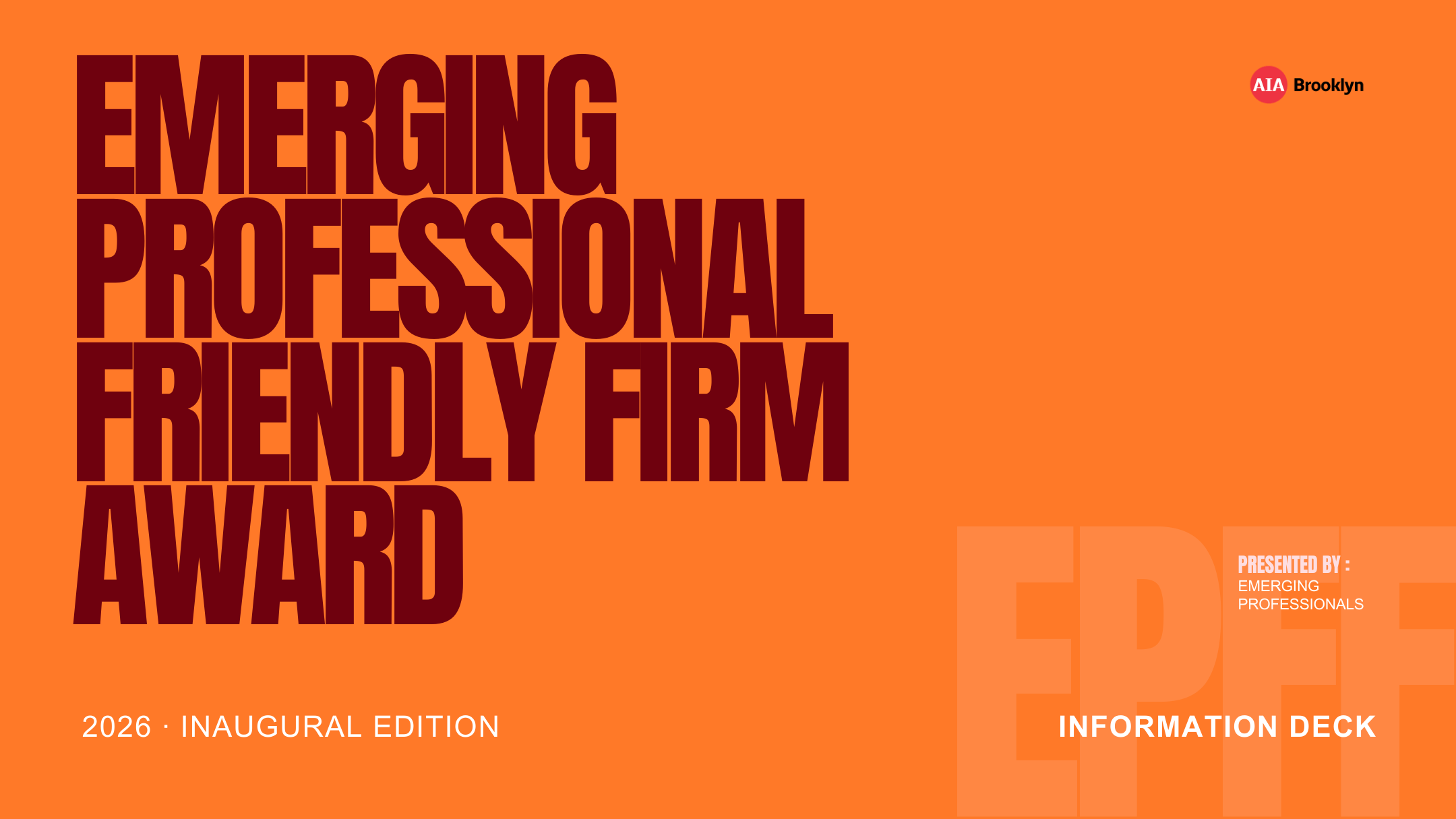AIA Brooklyn Emerging Professional Friendly Firm Award — inaugural 2026 program