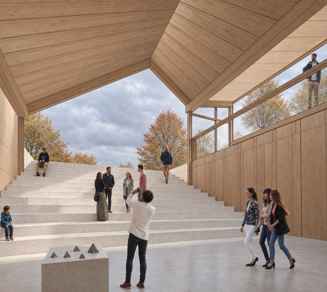 Interior gathering space — stepped seating