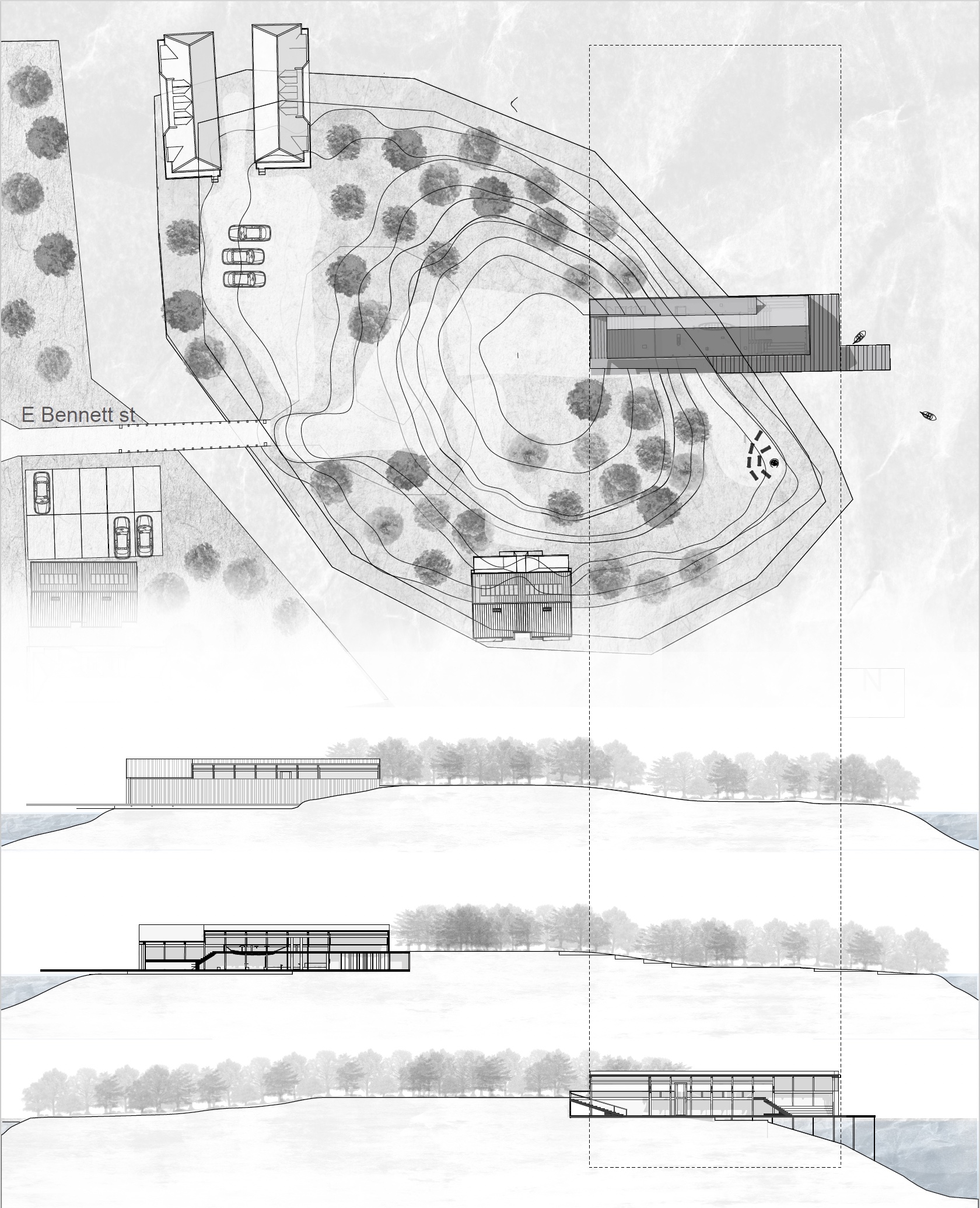 Site plan and landscape sections