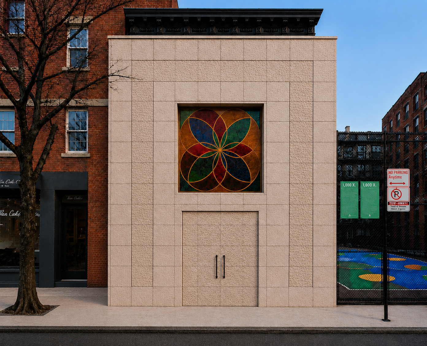 United AME — Stone façade and stained-glass concept